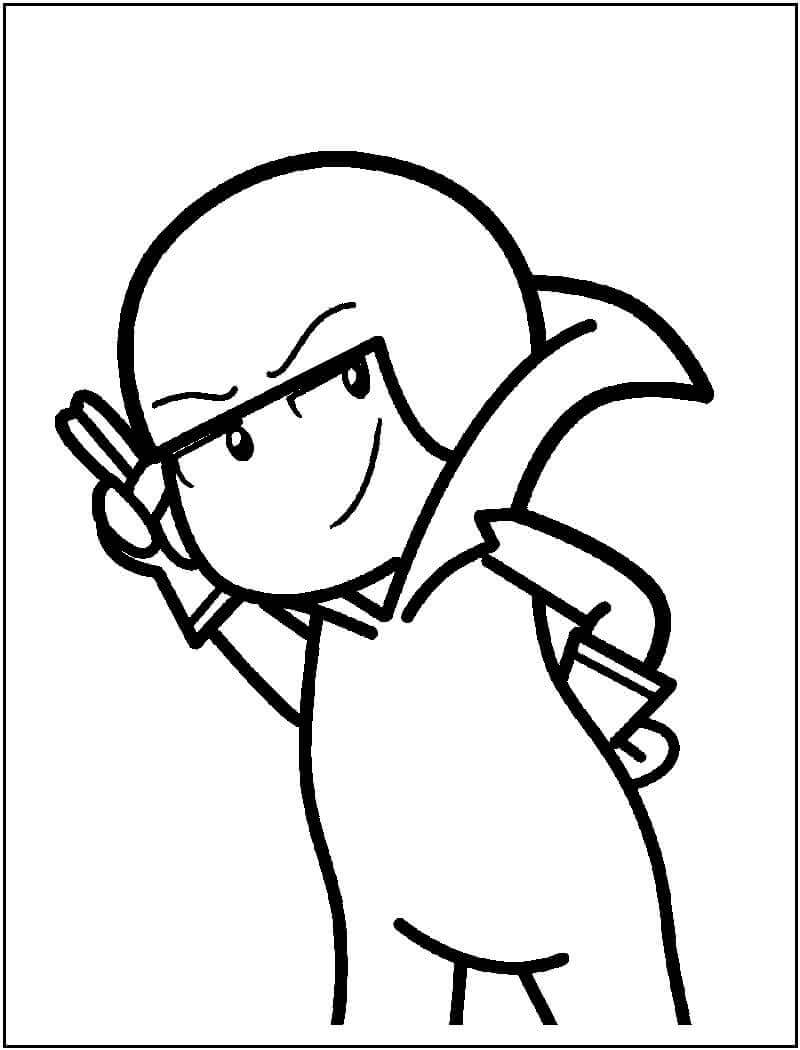 Dibujo de Kick Buttowski Sonriendo para Colorear y Imprimir