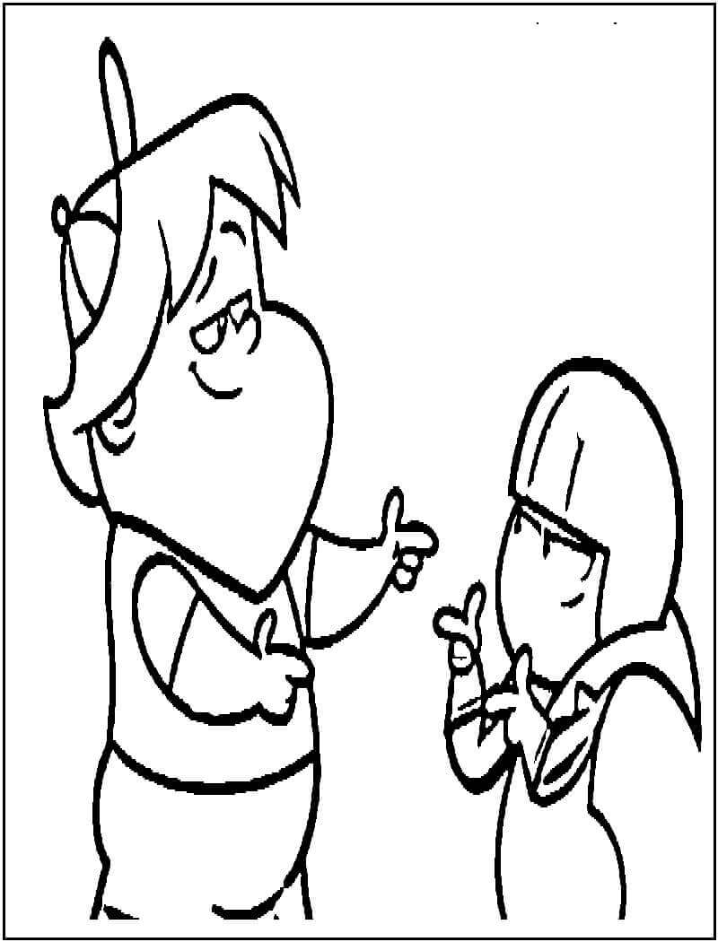 Dibujo de Kick Buttowski y Gunther Sonriendo para Colorear y Imprimir