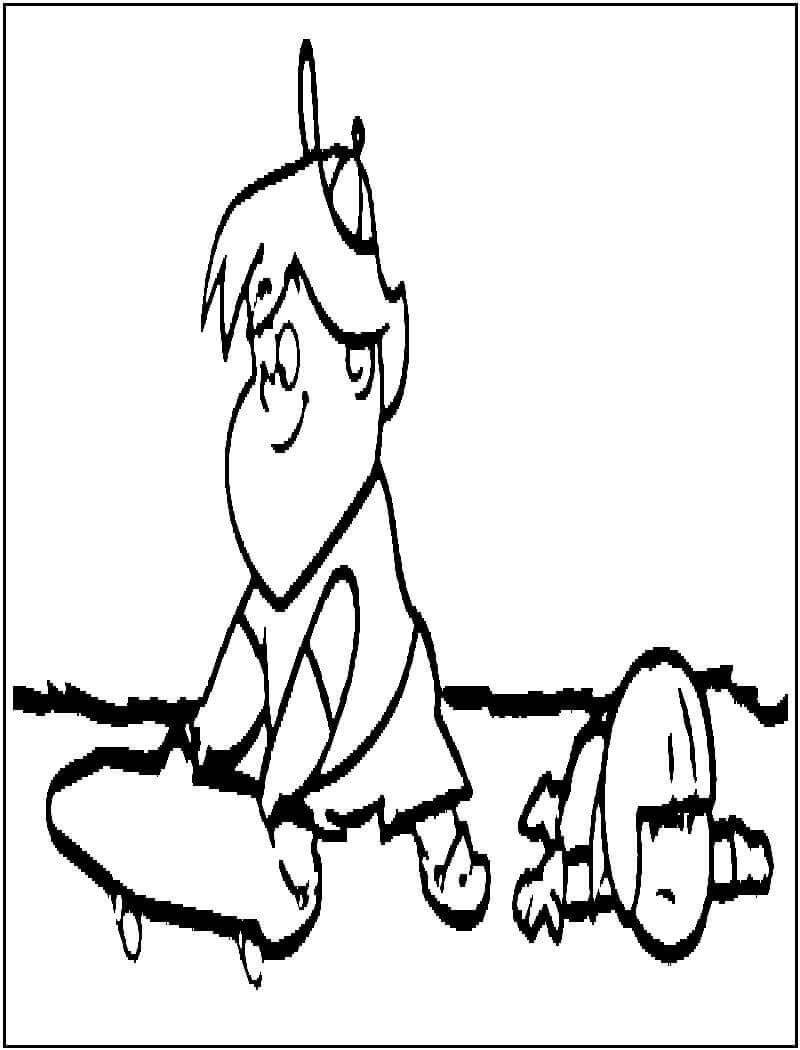 Dibujo de Patineta de Juego de Kick Buttowski y Gunther para Colorear y Imprimir