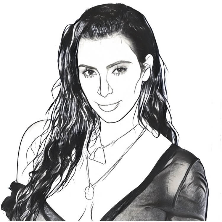 Dibujo de Kim Kardashian Es Hermosa para Colorear y Imprimir
