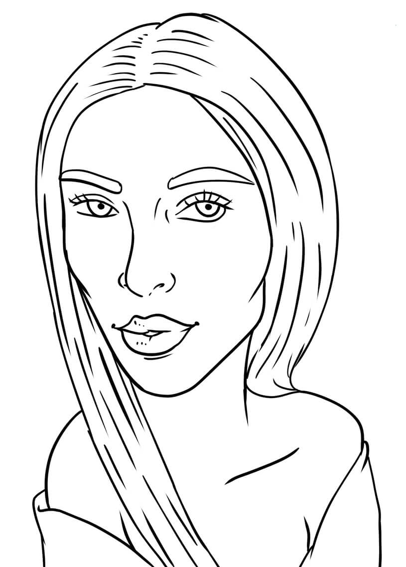 Dibujo de Meme Kim Kardashian para Colorear y Imprimir