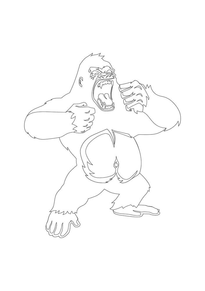 Dibujo de Bonito King Kong para Colorear y Imprimir