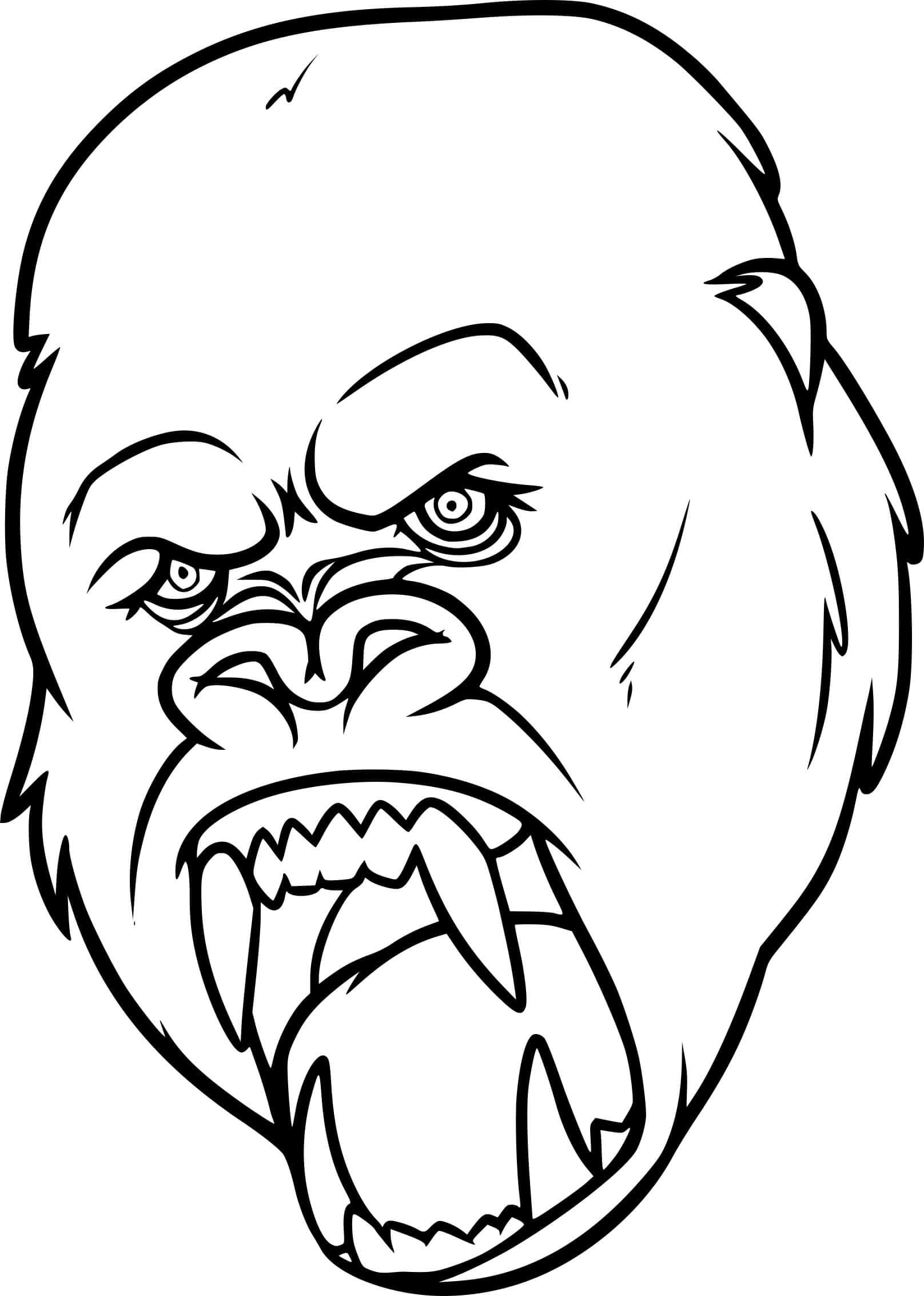 Dibujo de Cabeza de King Kong para Colorear y Imprimir
