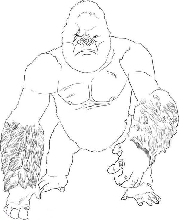 Dibujo de Gracioso King Kong para Colorear y Imprimir