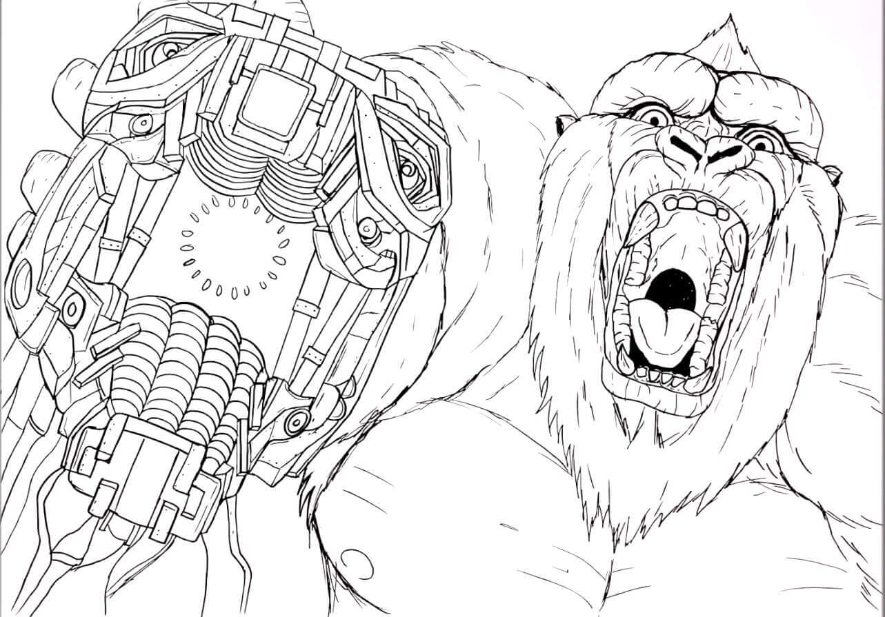 Dibujo de King Kong de Miedo para Colorear y Imprimir