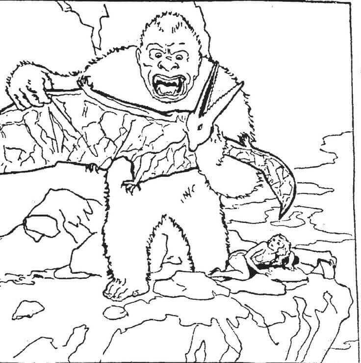 Dibujo de Lucha King Kong para Colorear y Imprimir