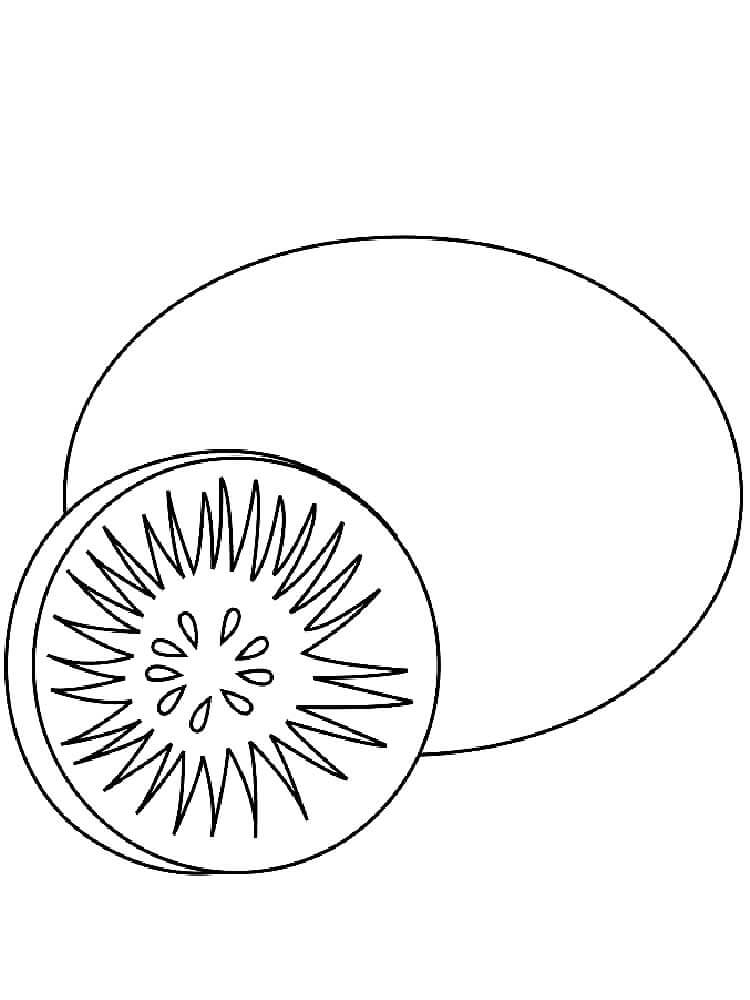 dibujo basico un kiwi y medio kiwi para colorear