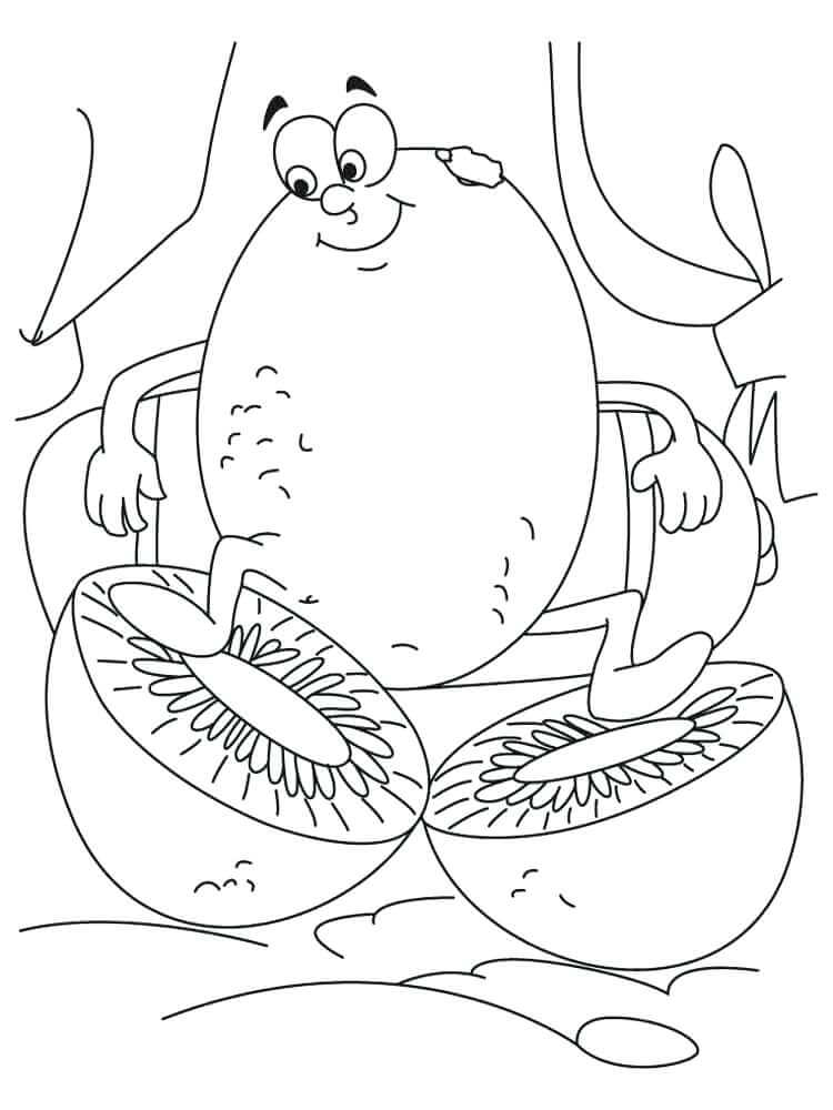 dibujo kiwi de dibujos animados sonriente para colorear