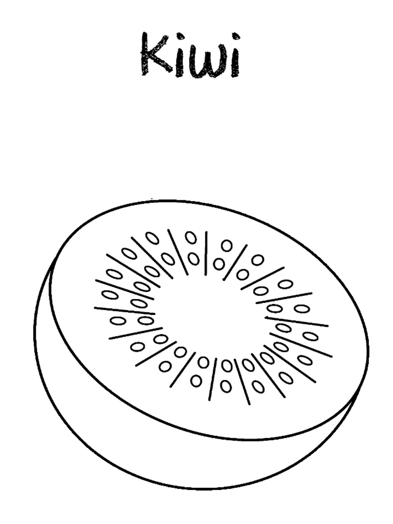 dibujo medio kiwi para colorear