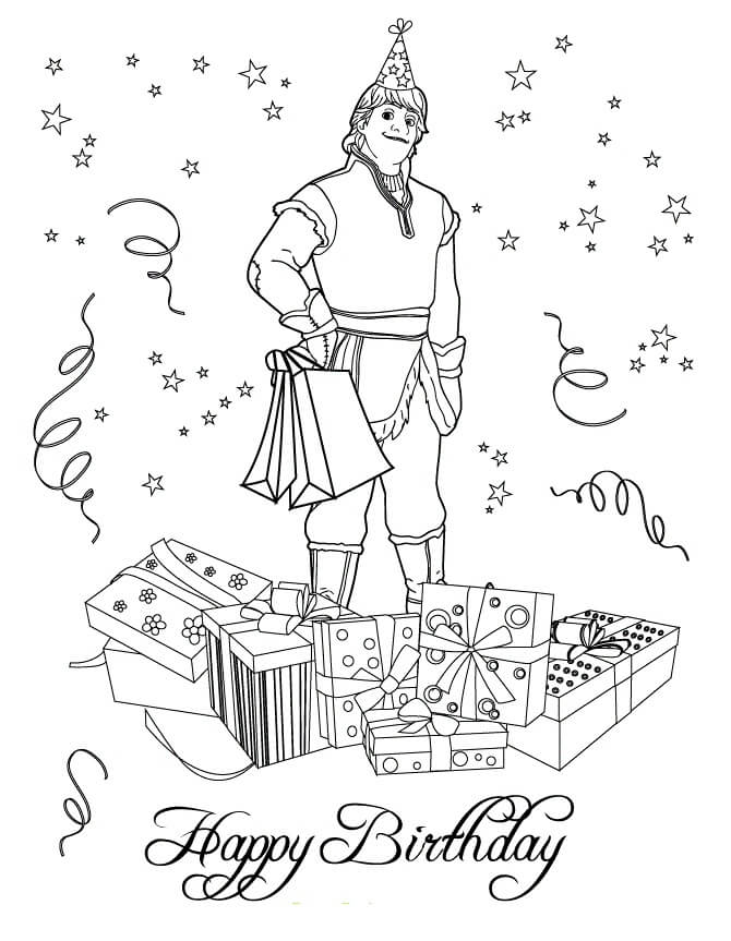 Dibujo de Cumpleaños de Kristoff para Colorear y Imprimir
