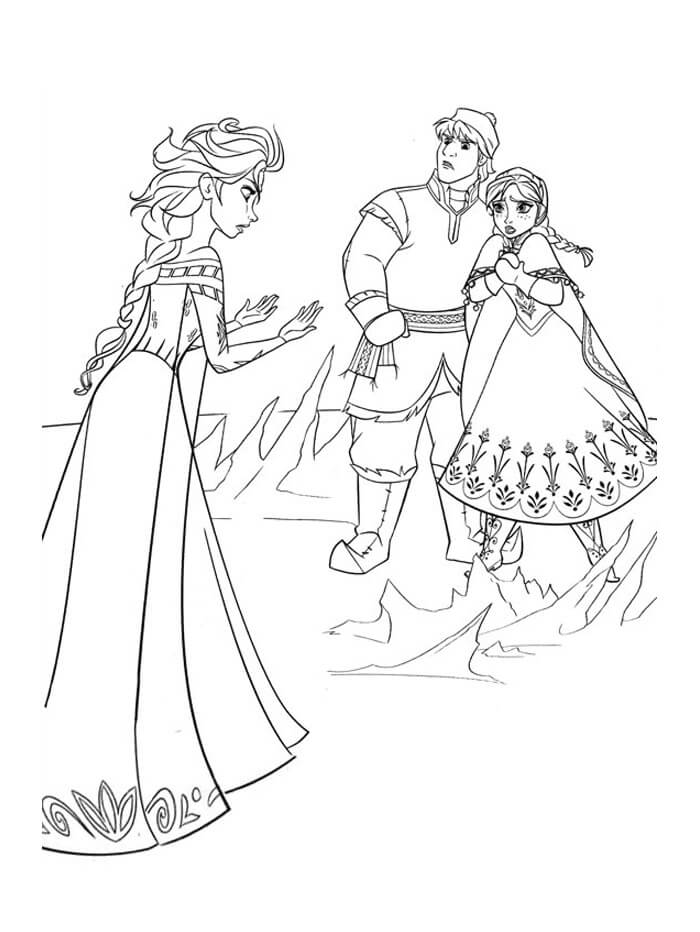 Dibujo de Elsa Kristoff y Anna para Colorear y Imprimir