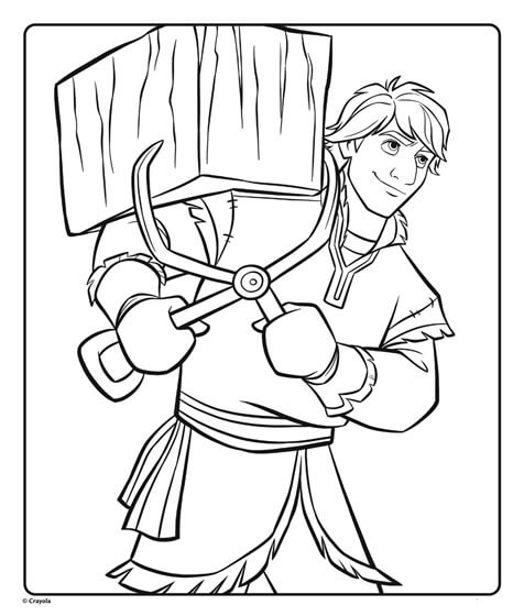 Dibujo de Kristoff Con Madera para Colorear y Imprimir