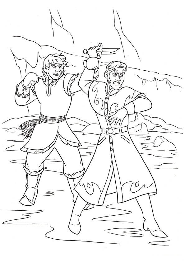 Dibujo de Kristoff Luchando para Colorear y Imprimir