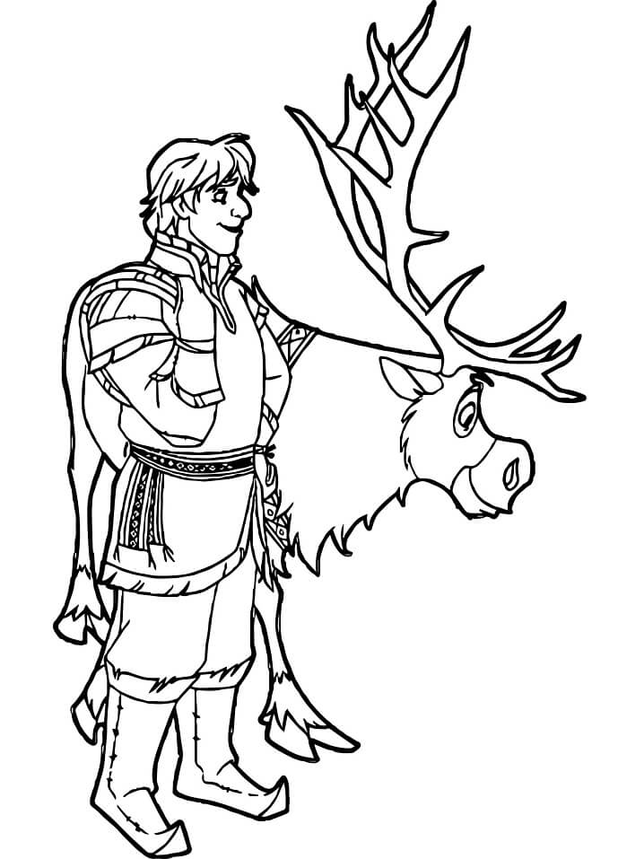 Dibujo de Sven y Kristoff para Colorear y Imprimir