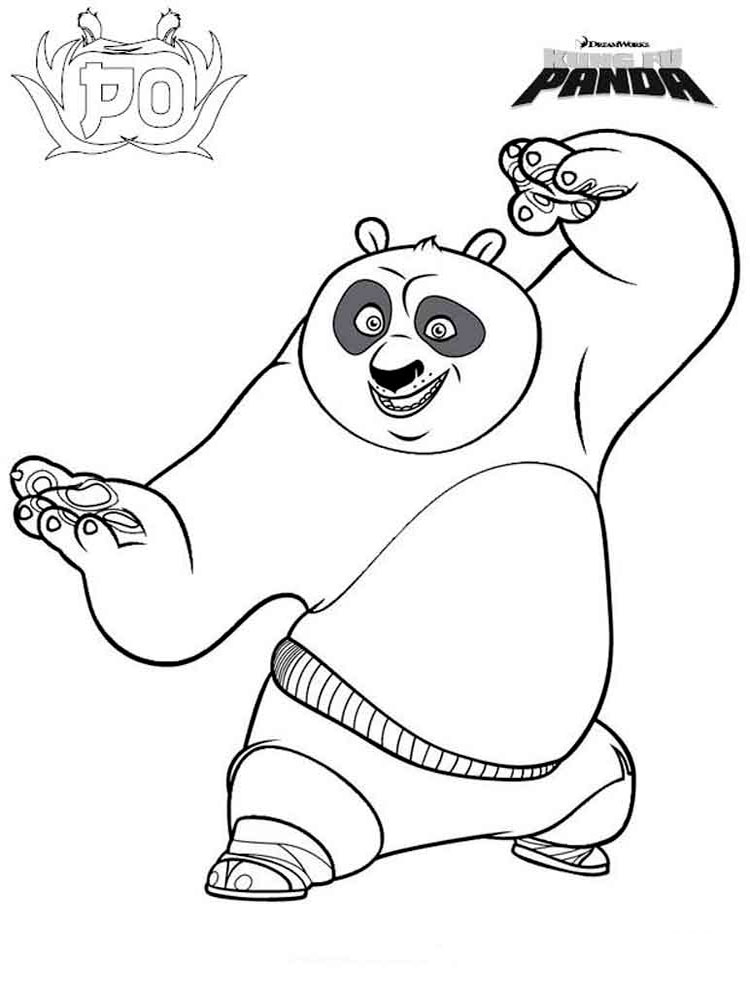 Dibujo de Kung Fu de Po para Colorear y Imprimir