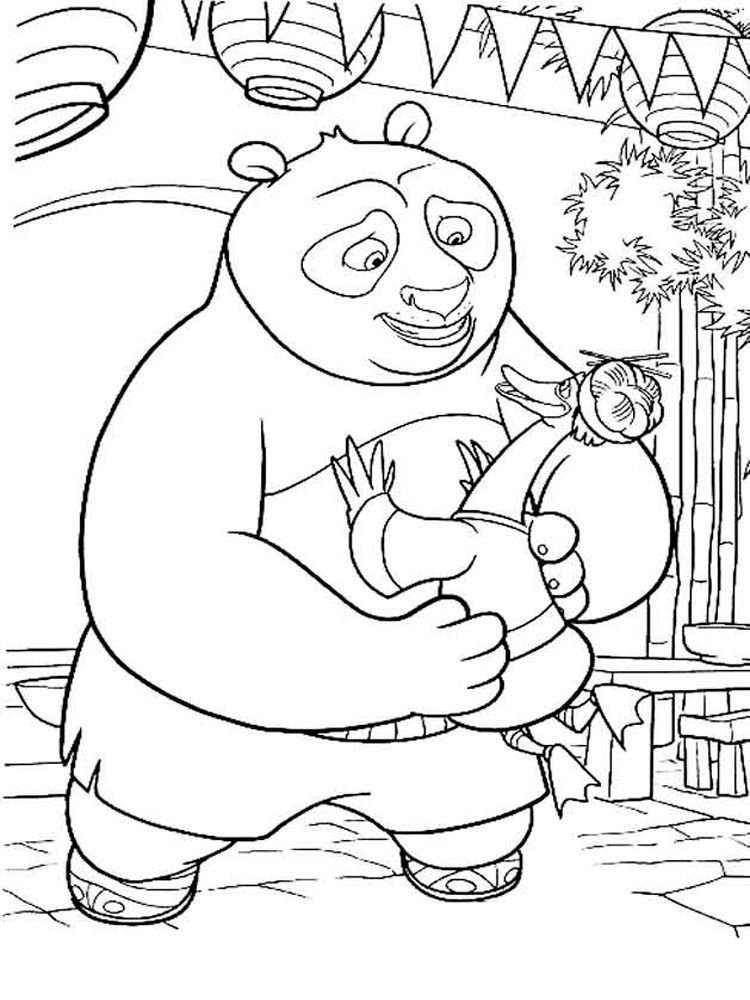 Dibujo de Po Con El Sr Ping para Colorear y Imprimir