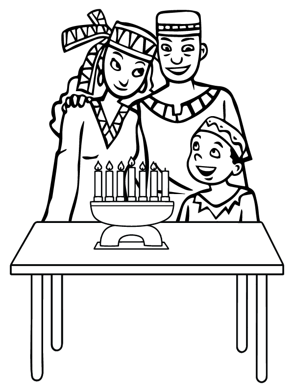 Dibujo de Pagina para Colorear Familiar de Kwanzaa para Colorear y Imprimir