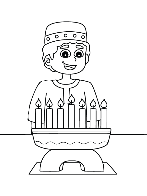 Dibujo de Pagina para Colorear de Caricatura Del Kinara de Kwanzaa para Colorear y Imprimir