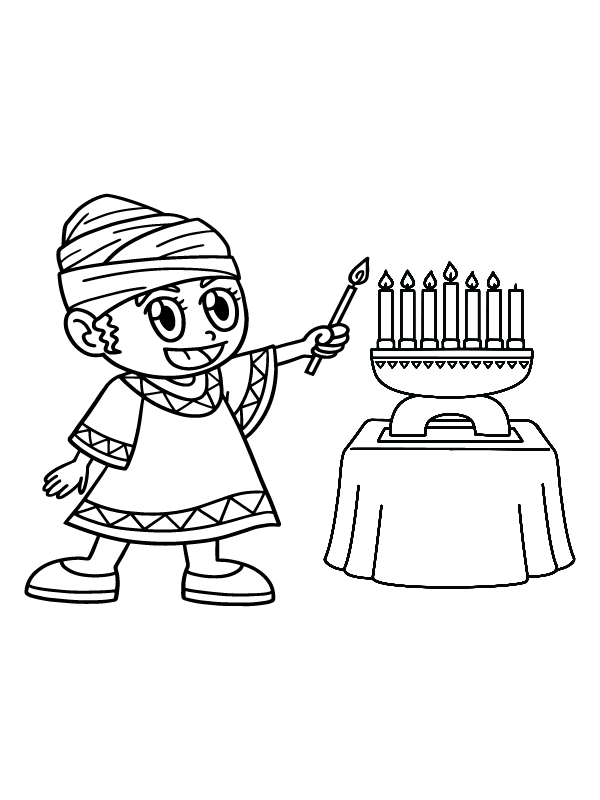 Dibujo de Pagina para Colorear de Encendido de Kwanzaa para Colorear y Imprimir