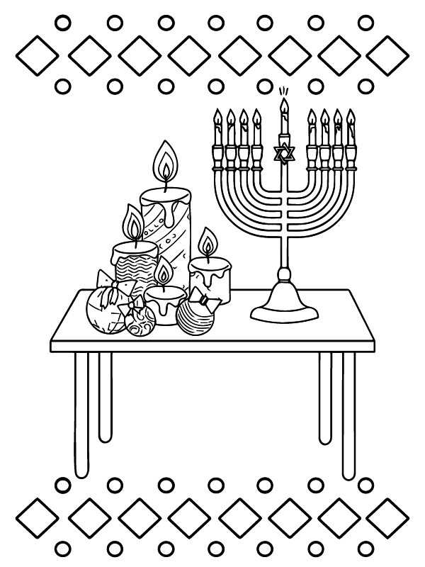 Dibujo de Pagina para Colorear de Kwanzaa En La Mesa para Colorear y Imprimir