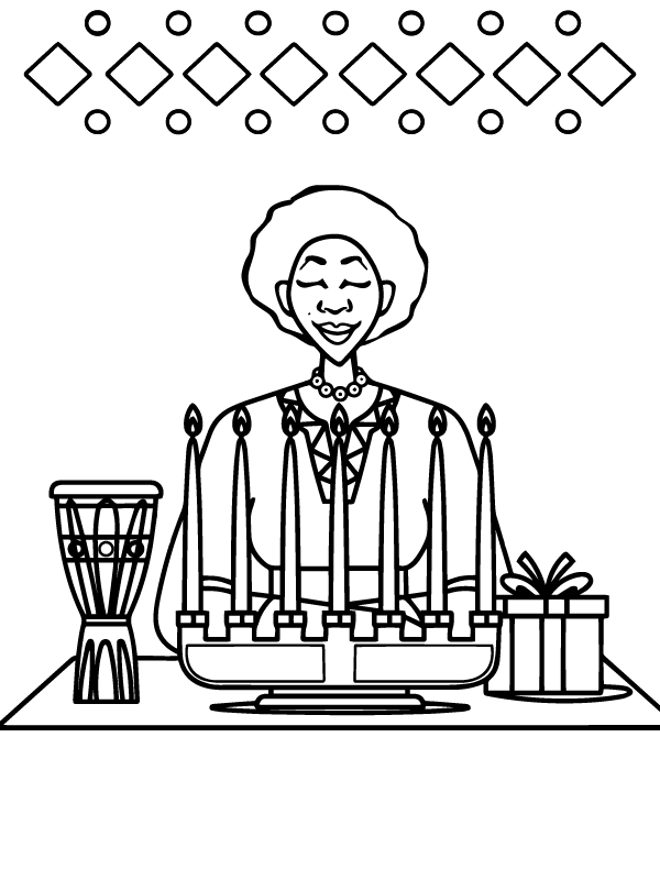 Dibujo de Pagina para Colorear de Meditacion Frente a Kwanzaa para Colorear y Imprimir