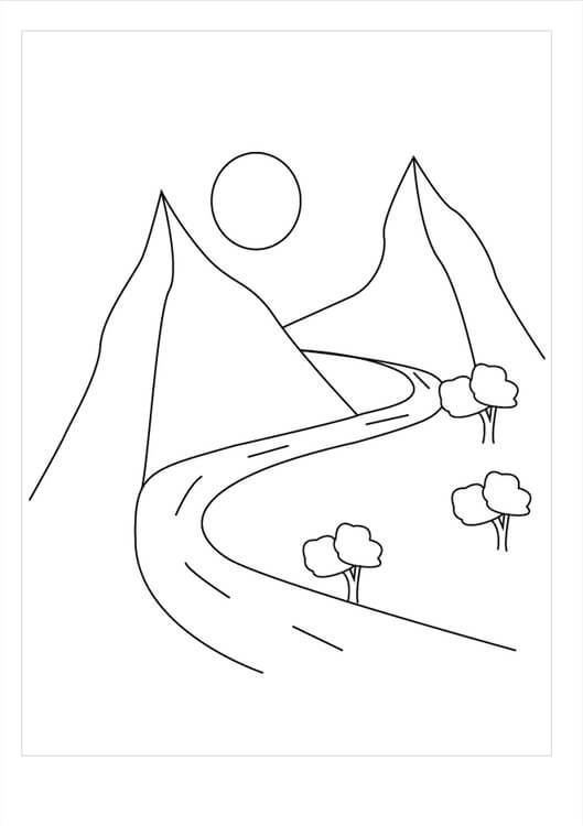 dibujos carretera curva para colorear