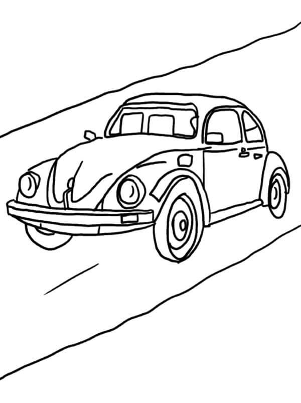 dibujos coche basico en carretera para colorear