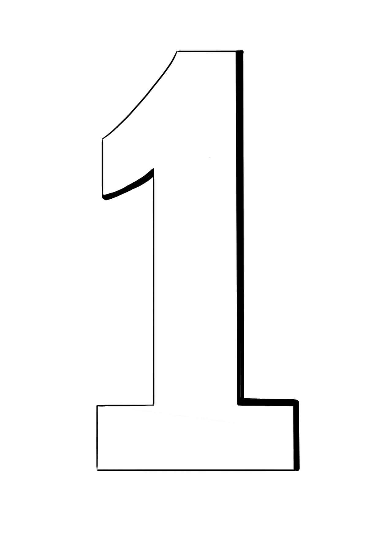 dibujos numero normal 1 para colorear