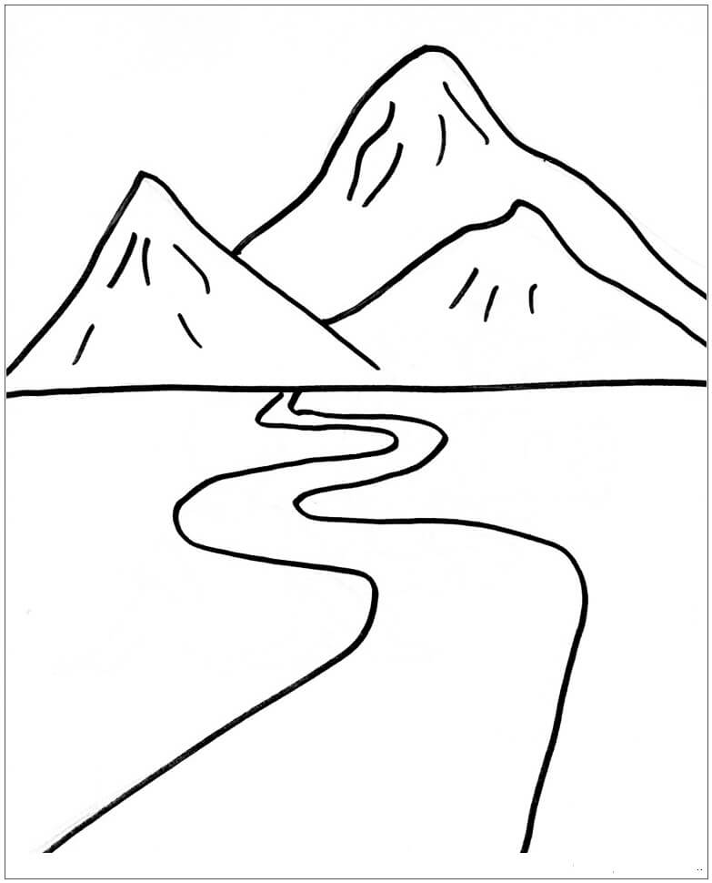 Dibujo de Camino a La Montaña para Colorear y Imprimir