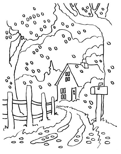 Dibujo de Camino Rural de Otoño para Colorear y Imprimir