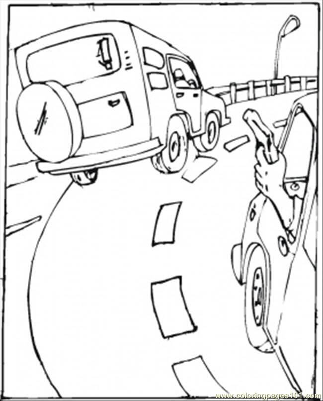 Dibujo de Disparos En La Carretera para Colorear y Imprimir