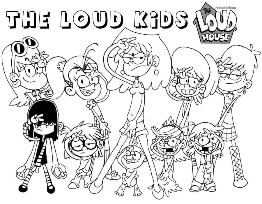 Dibujo de Dibujos Animados de La Casa Ruidosa para Colorear y Imprimir