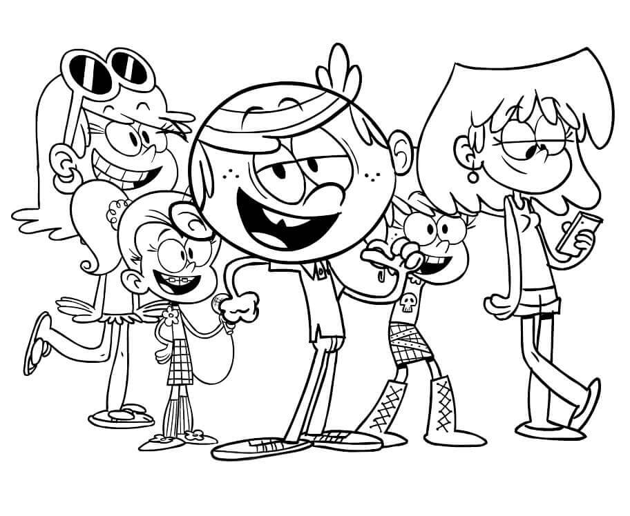 Dibujo de Los Personajes de La Casa Ruidosa para Colorear y Imprimir