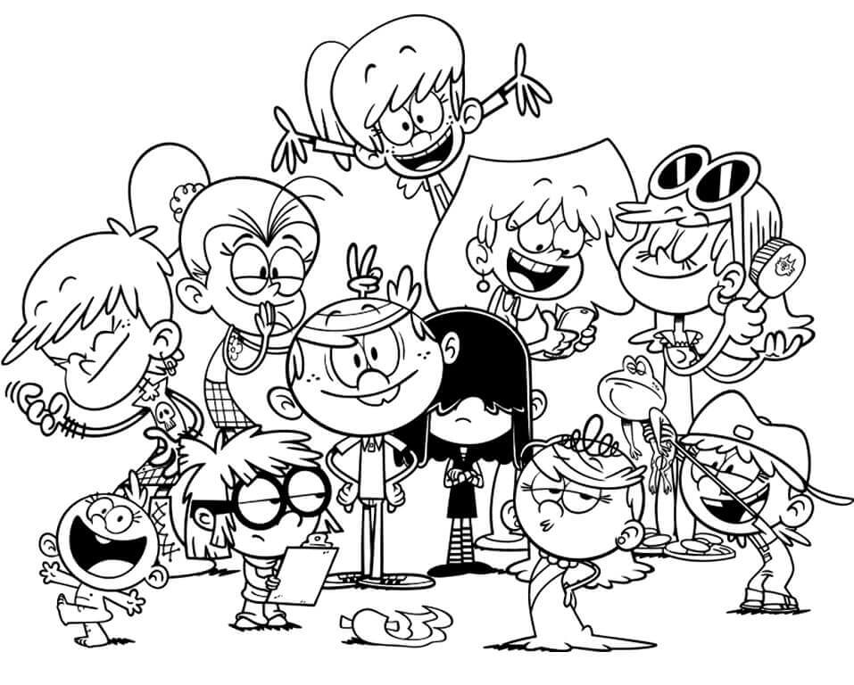 Dibujo de Personajes de La Casa Ruidosa para Colorear y Imprimir