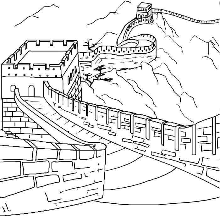 Dibujo de Bonita Gran Muralla para Colorear y Imprimir