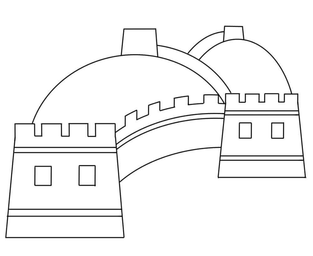 Dibujo de Gran Muralla Fácil para Colorear y Imprimir