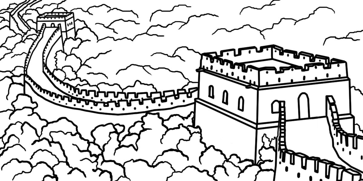 Dibujo de Gran Muralla Normal para Colorear y Imprimir