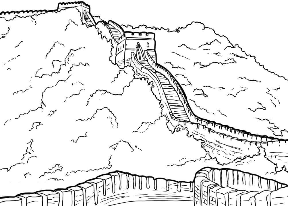Dibujo de Hermosa Gran Muralla para Colorear y Imprimir
