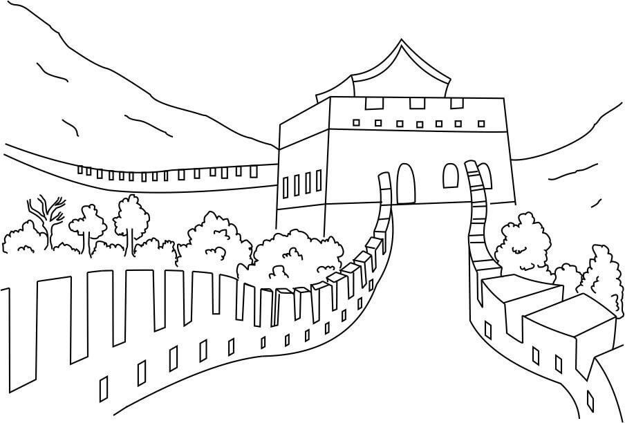 Dibujo de La Gran Muralla de China 1 para Colorear y Imprimir