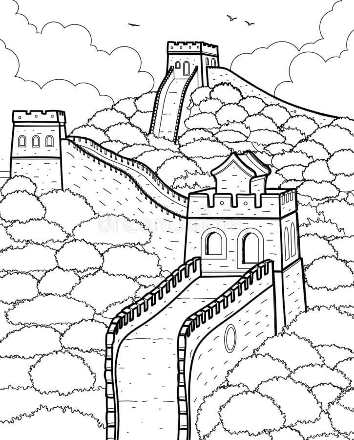Dibujo de Perfecta Gran Muralla para Colorear y Imprimir