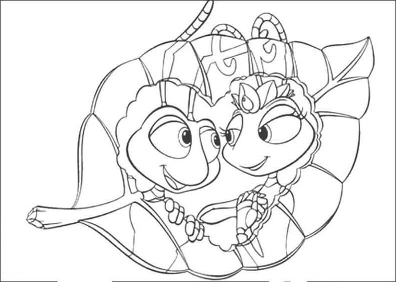 Dibujo de Atta y Flik Están Enamorados para Colorear y Imprimir