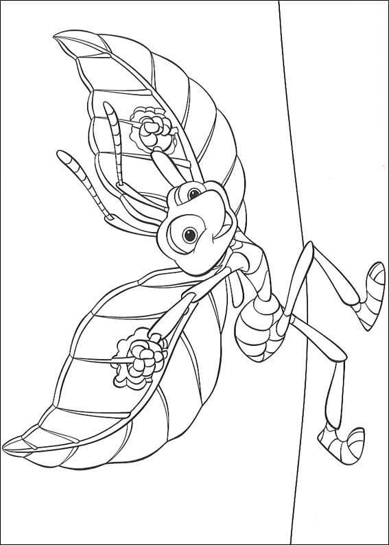 Dibujo de Flik Con Alas de Hoja para Colorear y Imprimir