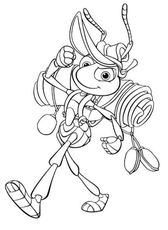 Dibujo de Flik Está Acampando para Colorear y Imprimir
