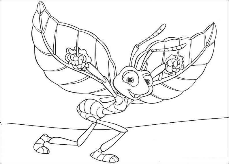 Dibujo de Flik Está Listo para Volar para Colorear y Imprimir