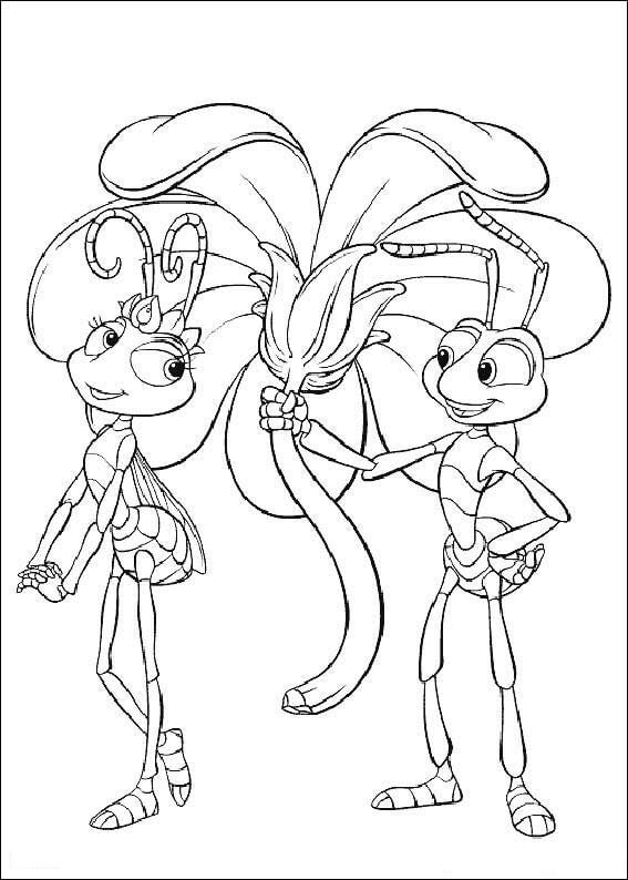 Dibujo de Flik y Atta para Colorear y Imprimir