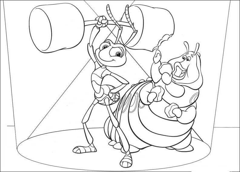 Dibujo de Flik y Heimlich para Colorear y Imprimir