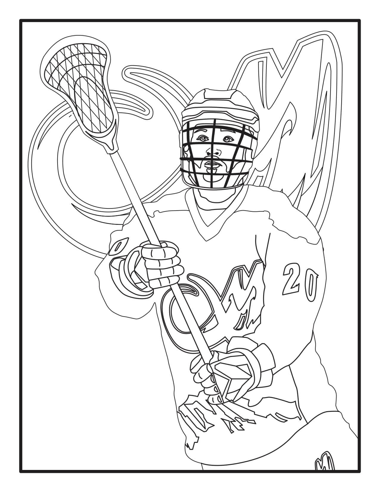 Dibujo de Cara Fresca Jugador de Lacrosse para Colorear y Imprimir