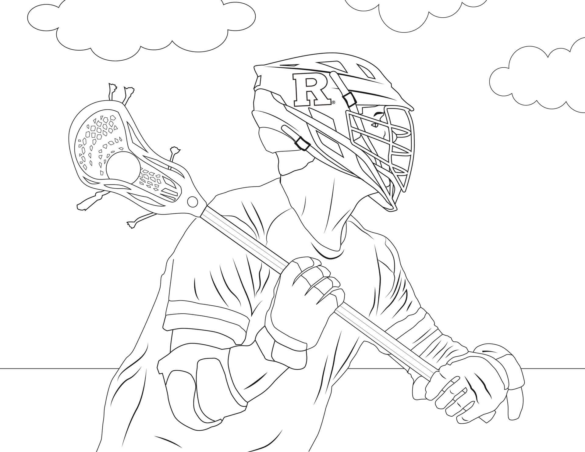 Dibujo de Cara Jugador de Lacrosse para Colorear y Imprimir
