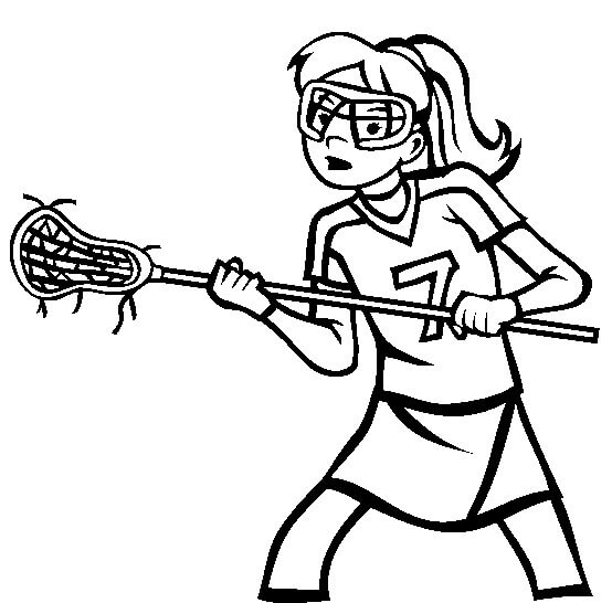 Dibujo de Dibujo Chica Jugando Lacrosse para Colorear y Imprimir