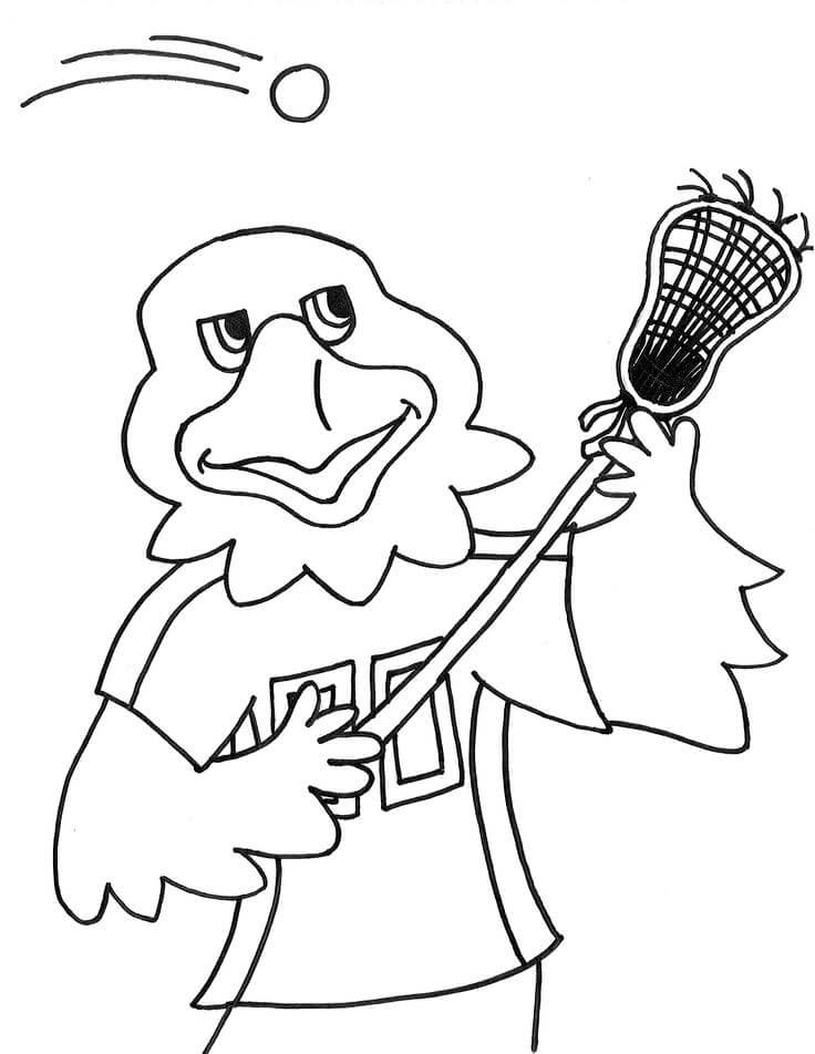Dibujo de Divertido Jugador de Hawk Lacrosse para Colorear y Imprimir